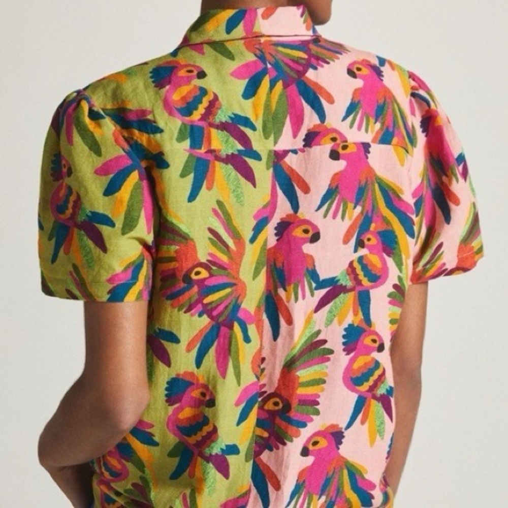 FARM Rio for Anthropologie Parrot Print Surf Shirt - Picture 3 of 5